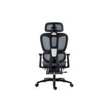 Silla de Oficina Manager con Reposapiés - Premium Quality Mesh - Negro y Azul - 124/116 x 67 x 62 cm.