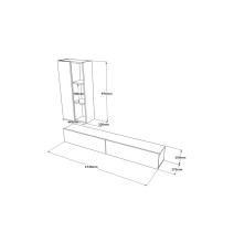 Mueble TV de pared moderno color Blanco y Cambria 174,5x27x145cm