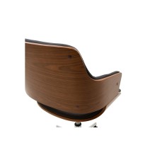 Sillón de Dirección Blanco en Piel Sintética y Madera Natural - 89/79 x 61 x 53 cm - Patas Metálicas